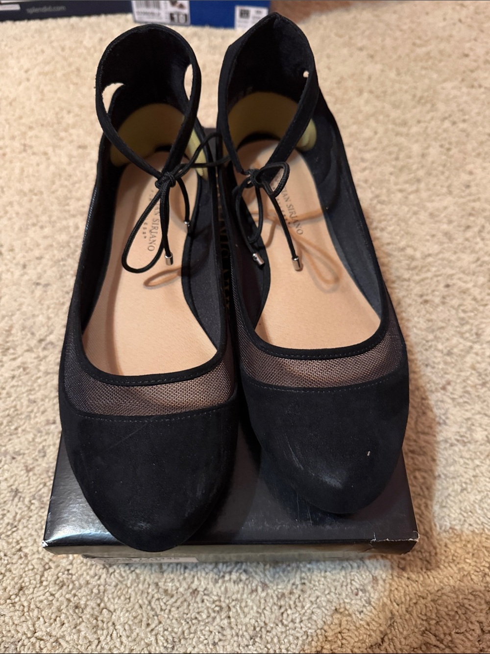 Christian Siriano Black Ankle-Tie Ballet Flats